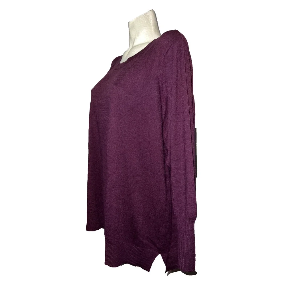 SOFT SURROUNDINGS Sweater Plus Size 2X/3X Burgundy Ribbed Trim/Hem LS Knit Top